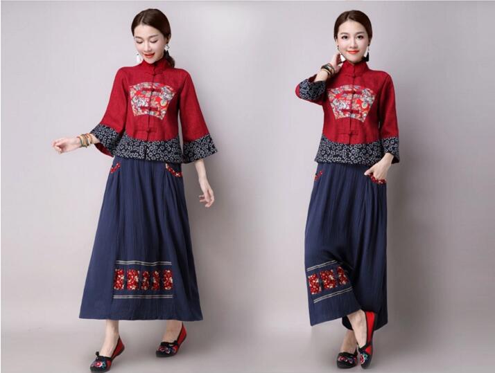 棉麻寬松復古民族服裝圖片