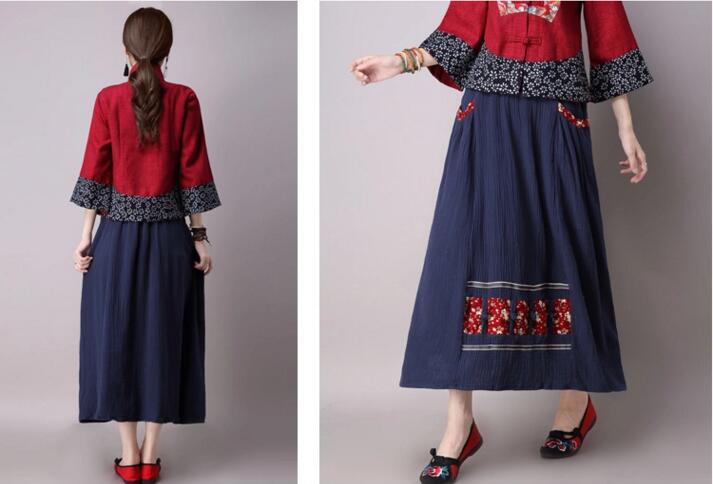 棉麻寬松復古民族服裝圖片