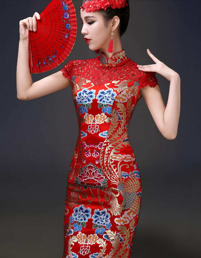 家佳樂文學立領(lǐng)鏤空設(shè)計中式禮服圖片