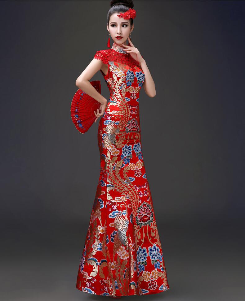 家佳樂文學立領(lǐng)鏤空設(shè)計中式禮服圖片