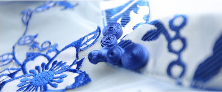 家佳樂(lè)文學(xué)青花瓷魚(yú)尾旗袍中式禮服