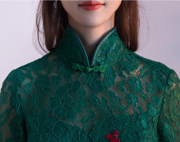 家佳樂文學盤扣蘇繡印花中式禮服