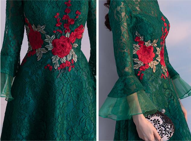 家佳樂文學盤扣蘇繡印花中式禮服