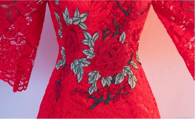 復古立領中袖中式禮服