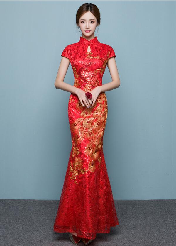 性感魚尾刺繡家佳樂文學嫁衣中式禮服