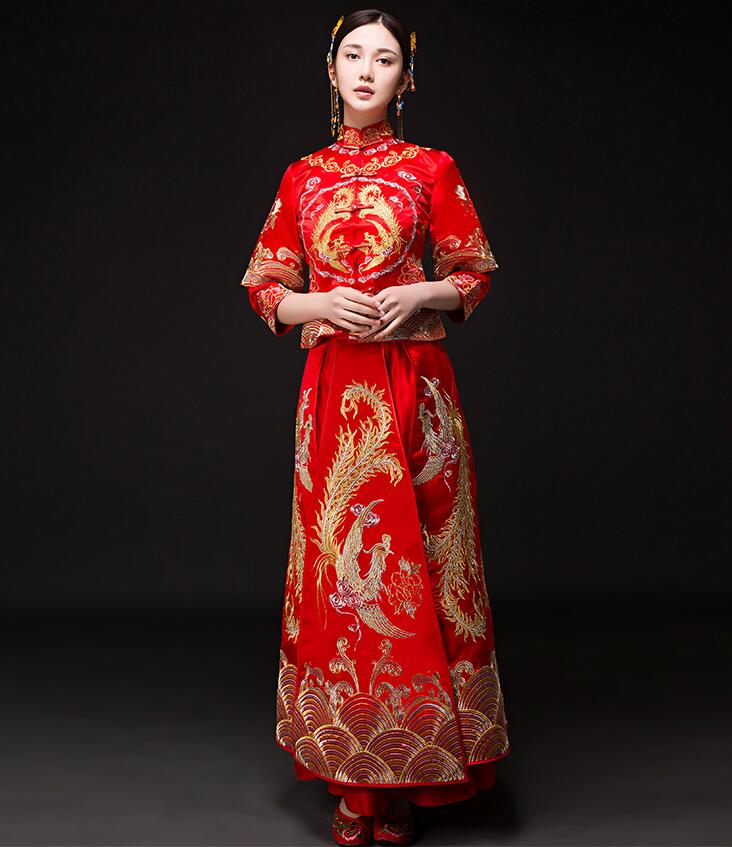 家佳樂文學(xué)刺繡龍鳳褂新娘中式禮服