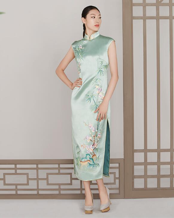 家佳樂文學刺繡梅花宴會禮服中式禮服