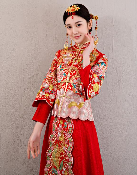 家佳樂(lè)文學(xué)龍鳳褂刺繡禮服中式婚禮禮服