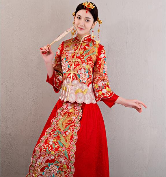 家佳樂(lè)文學(xué)龍鳳褂刺繡禮服中式婚禮禮服