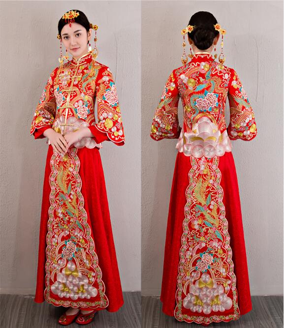 家佳樂(lè)文學(xué)龍鳳褂刺繡禮服中式婚禮禮服