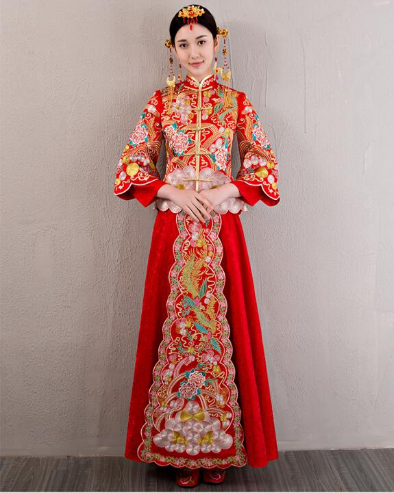 家佳樂(lè)文學(xué)龍鳳褂刺繡禮服中式婚禮禮服