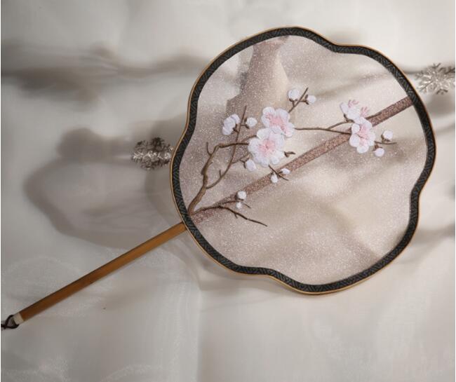 家佳樂(lè)文學(xué)玉竹柄刺繡宮扇