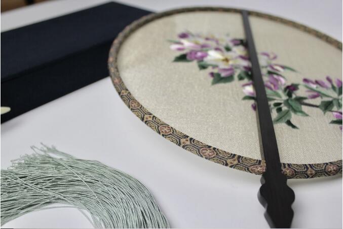 家佳樂(lè)文學(xué)雙面手繡海棠花團(tuán)扇