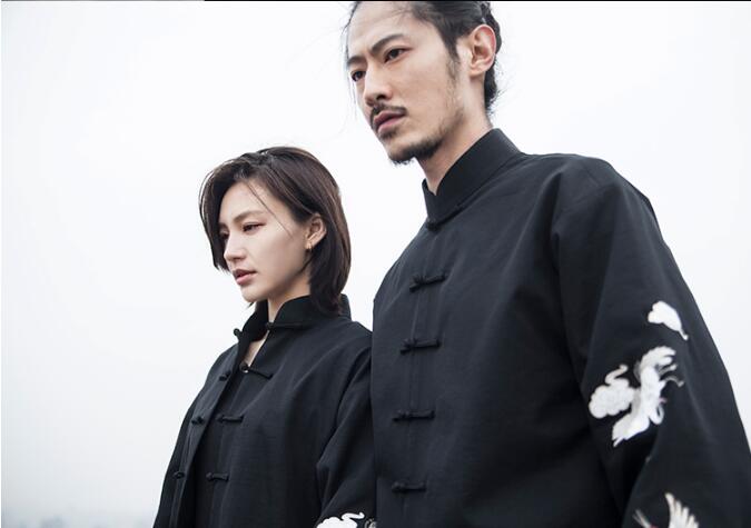 民族復(fù)古家佳樂文學(xué)仙鶴祥云繡花盤扣唐裝