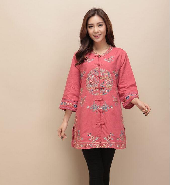 家佳樂(lè)文學(xué)棉麻刺繡女士唐裝