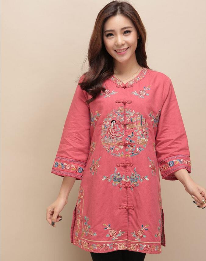 家佳樂(lè)文學(xué)棉麻刺繡女士唐裝