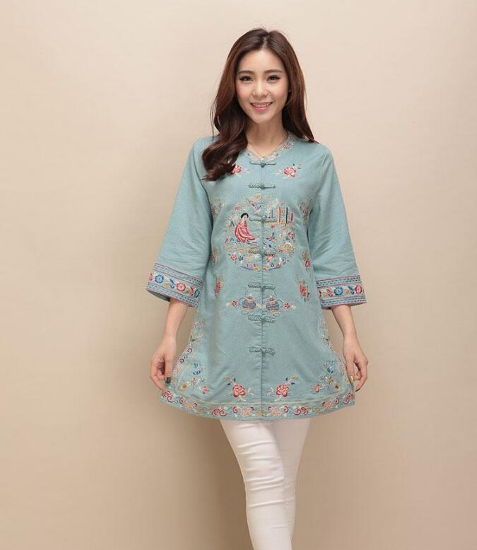 家佳樂(lè)文學(xué)棉麻刺繡女士唐裝