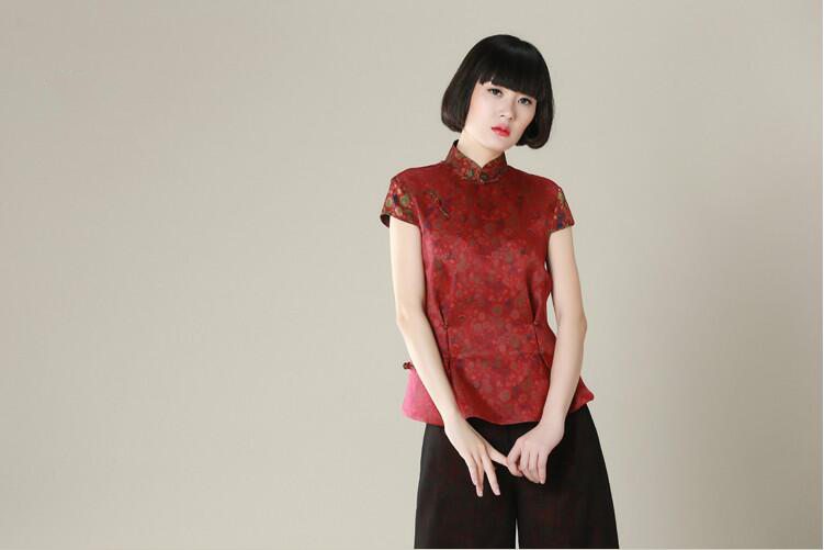 復古立領盤扣女士唐裝圖片