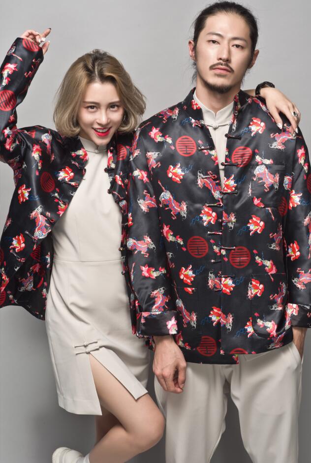 家佳樂文學麒麟印花盤扣唐裝圖片