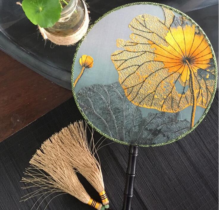 雙面蘇繡真絲小團扇