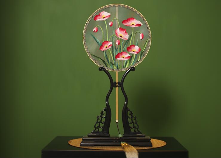 家佳樂文學(xué)手工刺繡真絲團(tuán)扇