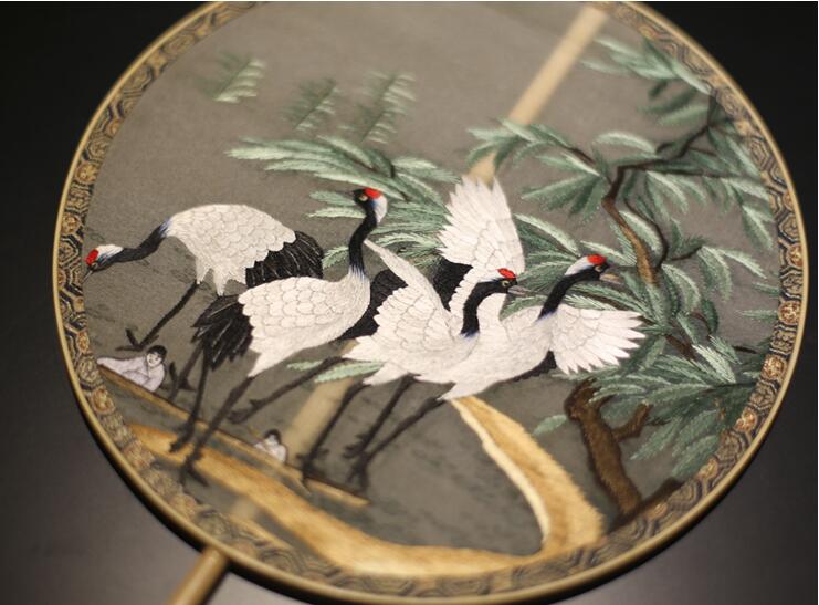 家佳樂文學(xué)刺繡真絲宮扇