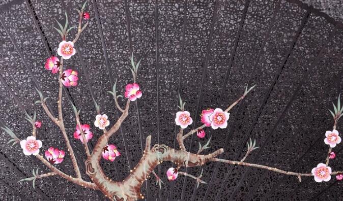 家佳樂文學(xué)烏木扇雕刻拉花折扇