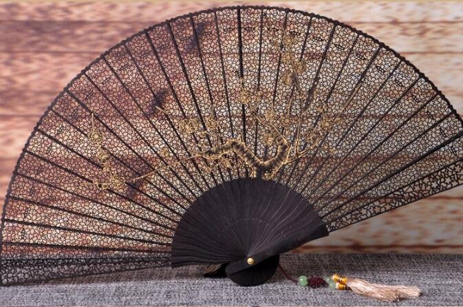 家佳樂文學(xué)烏木扇雕刻拉花折扇