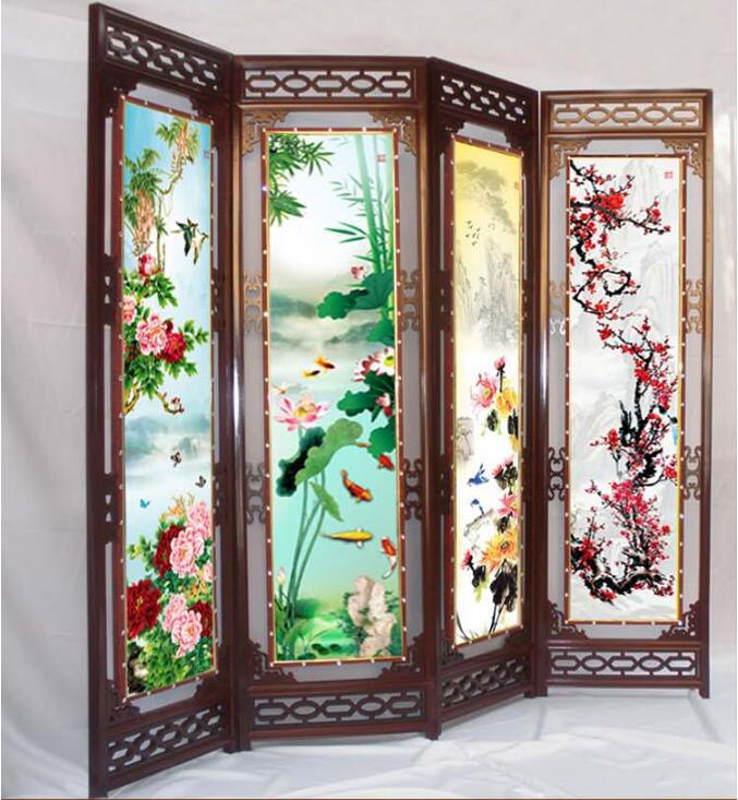復(fù)古實(shí)木雙面屏風(fēng)圖片