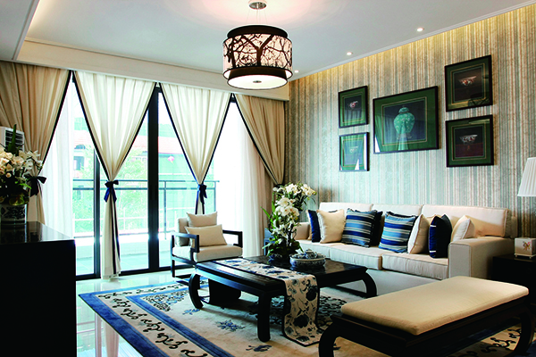 新中式別墅裝修設(shè)計，愛上青花瓷