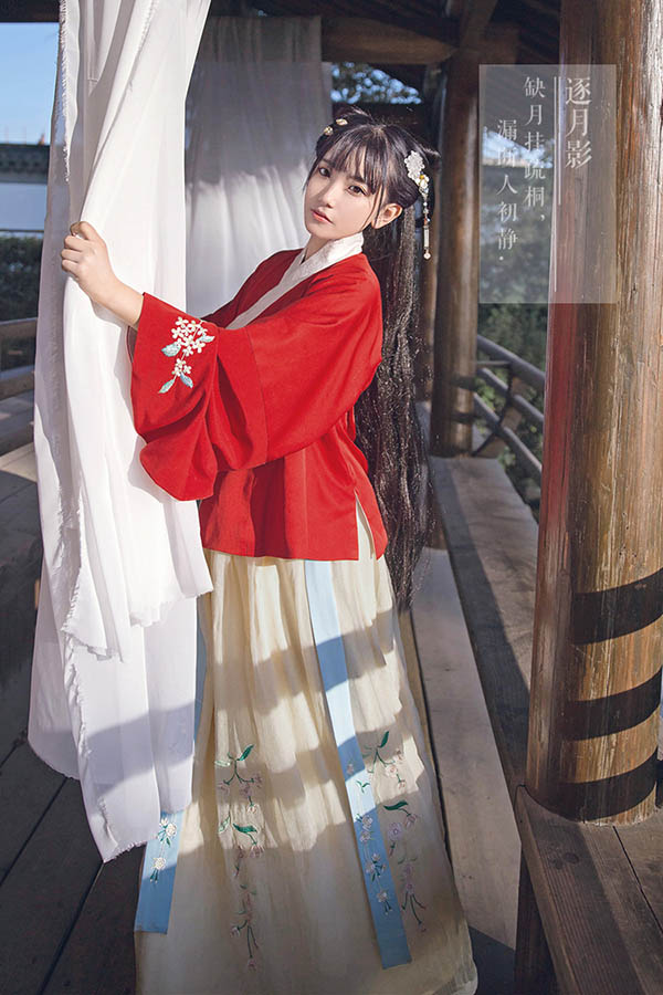 傳統(tǒng)漢服 雙層交領襖裙襦裙繡花