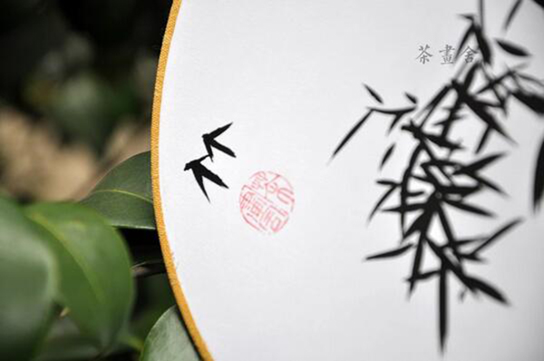 漢文化漢服周邊配飾國畫竹子絹面團扇