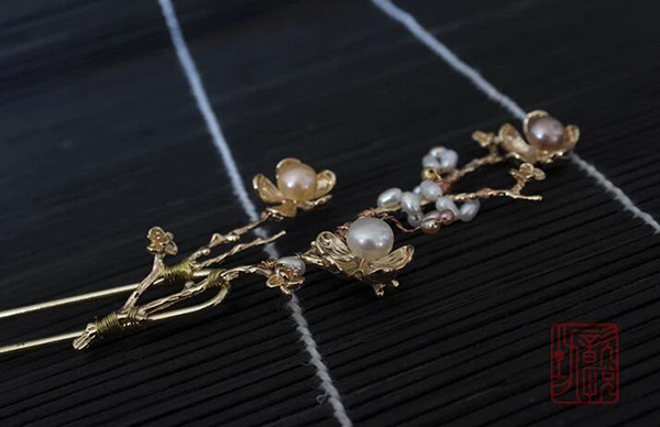 梅梢晚晴雙股簪，家佳樂文學(xué)發(fā)飾發(fā)簪