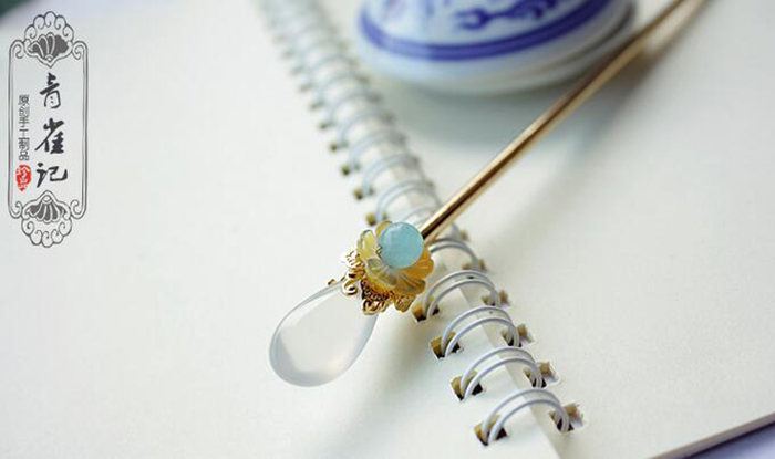 瑪瑙貝殼花古風發(fā)簪