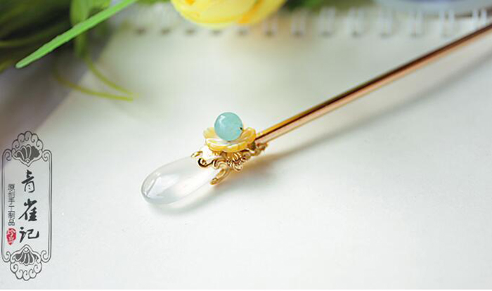 瑪瑙貝殼花古風發(fā)簪