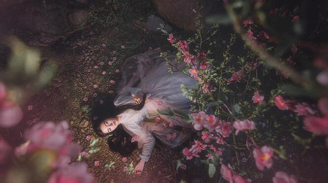 古裝女子攝影照片，桃樹為誰種