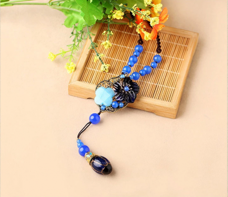 優(yōu)雅迷人的民族風(fēng)裝飾品藍(lán)色掛件項(xiàng)鏈
