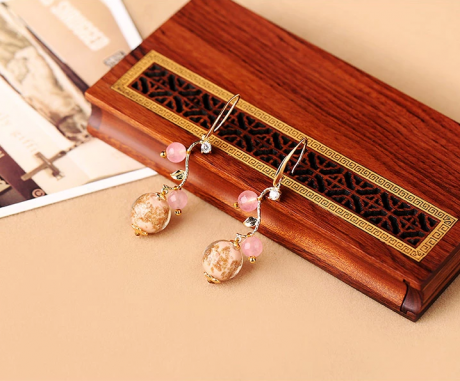 家佳樂(lè)文學(xué)古典氣質(zhì)琉璃耳墜超仙耳環(huán)