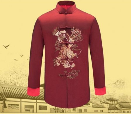 時(shí)尚家佳樂(lè)文學(xué)喜慶繡龍男士唐裝