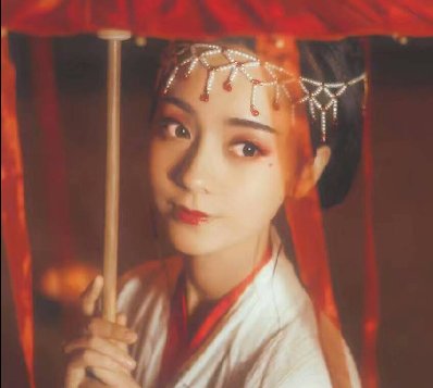 紅妝帶傘女生頭像，唯美古風(fēng)真人頭像