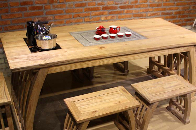 原木田園原生態(tài)中式茶桌組合