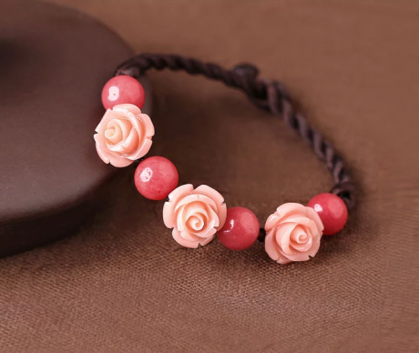 家佳樂文學(xué)手工編織玫瑰花手鏈