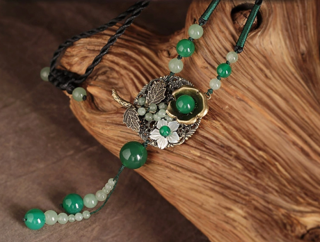 綠煙如夢(mèng)民族風(fēng)瑪瑙毛衣鏈項(xiàng)鏈?zhǔn)罪? / data-DGUR=