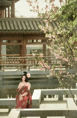 華裳佳人，著漢服踏春而行