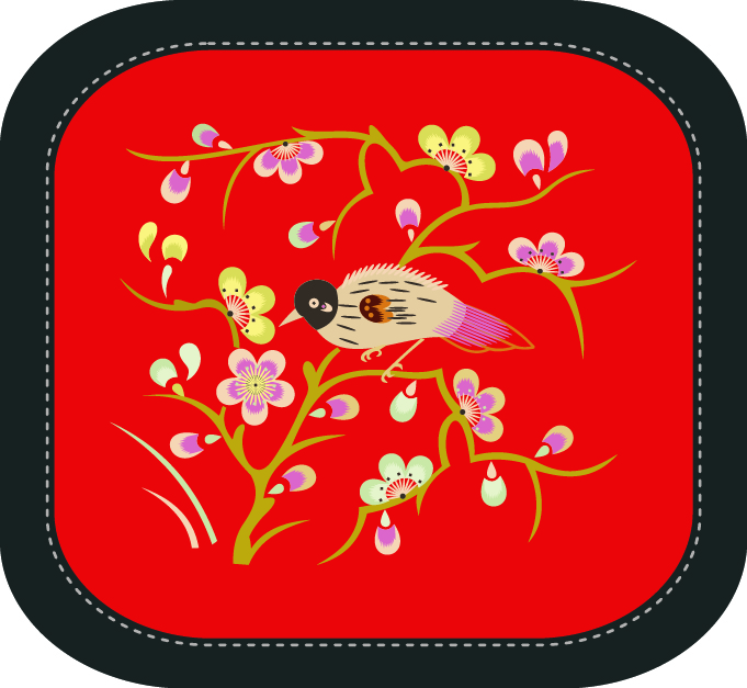 中國傳統(tǒng)刺繡圖案喜上枝頭系列一，矢量素材