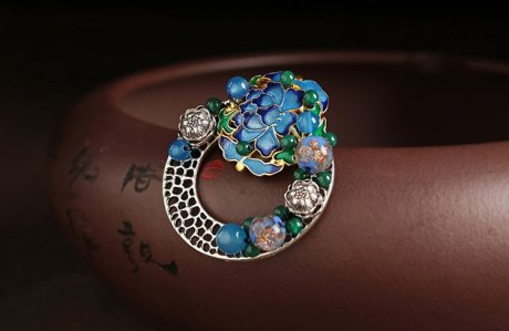 藍(lán)蓮花復(fù)古風(fēng)毛衣胸針，家佳樂文學(xué)胸花飾品