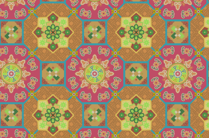 中國傳統(tǒng)織錦圖案1，矢量素材AI圖片