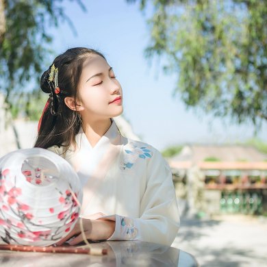 靈動詩意繡花交領(lǐng)漢服，清新古典撞色漢服圖片