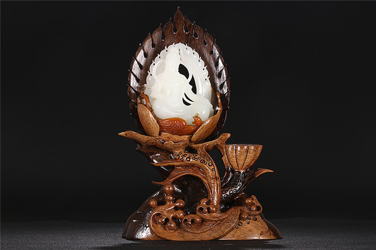 鳳拜觀音手玩件白玉把件，和田玉白玉籽料觀音