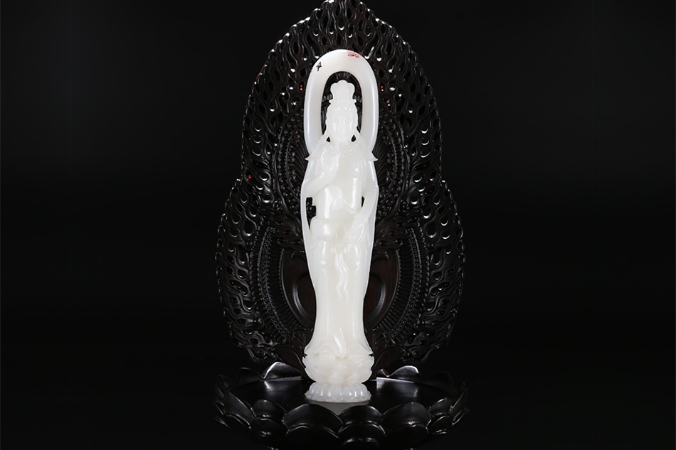 羊脂白玉觀音擺件，順心如意護佑平安